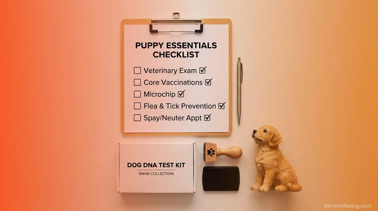 Breeder checklist and DNA test kit for finding a reputable black golden retriever lookalike dog