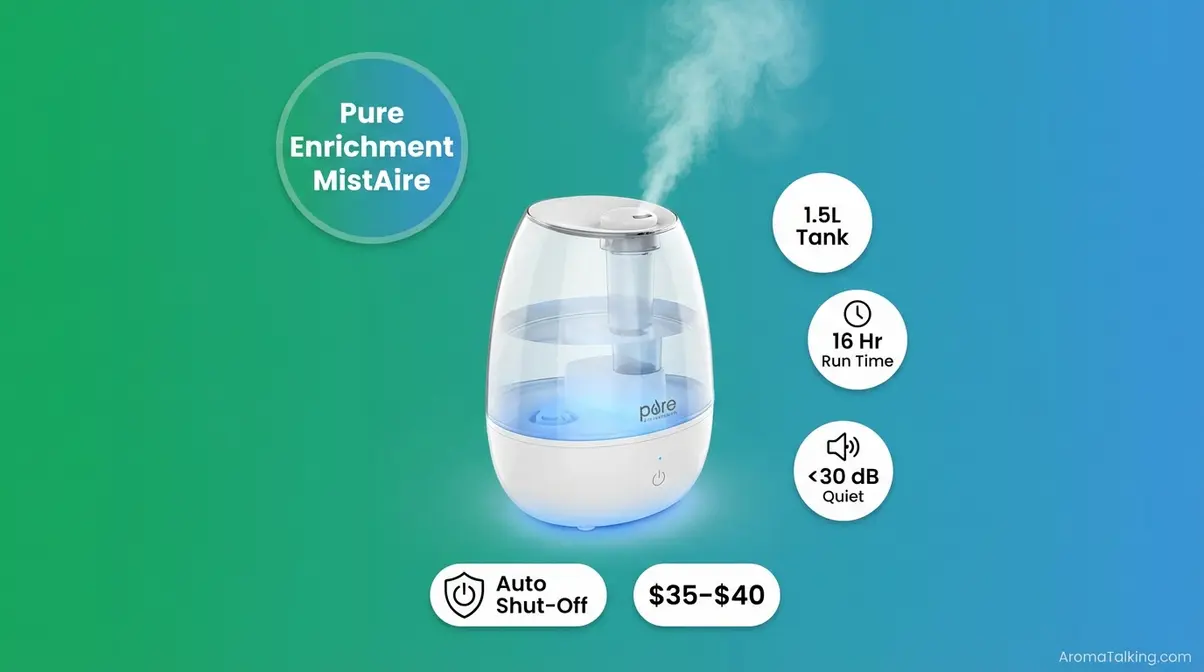 Pure Enrichment MistAire cool mist humidifier with night light and auto shut-off for nursery safety