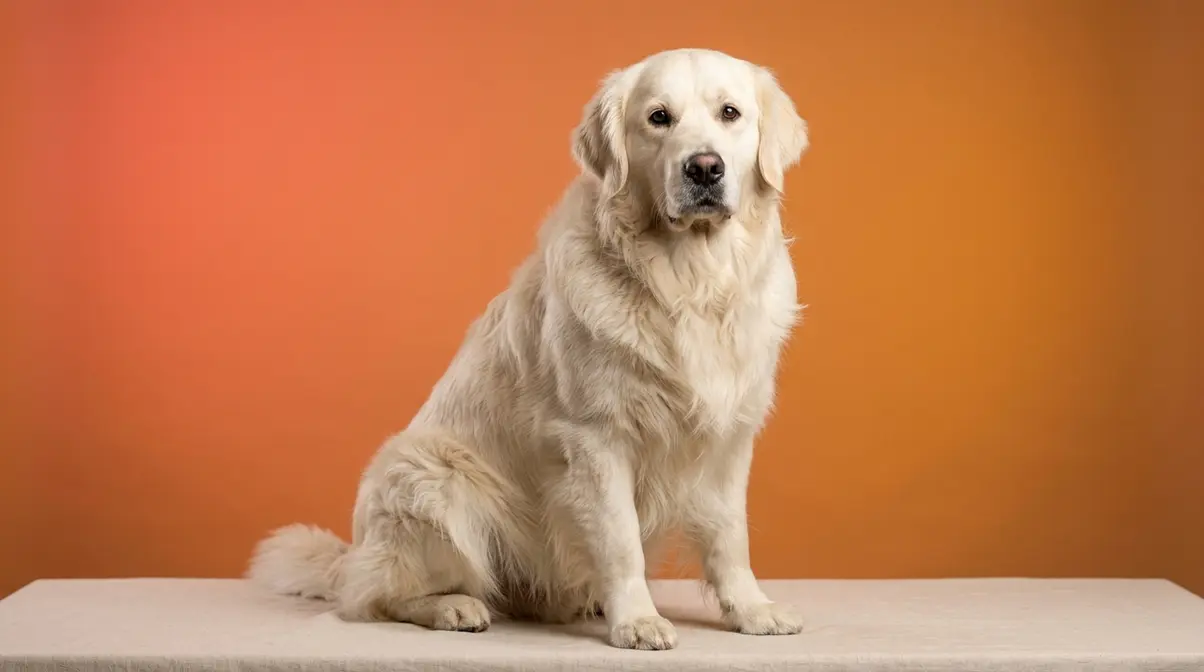 English Cream Golden Retriever with dense full pale coat showing the fluffiest Golden Retriever coat type