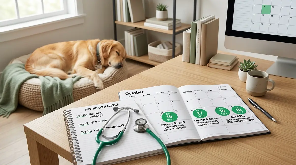 Calendar highlighting a 3-day symptom tracking rule for managing dog allergies