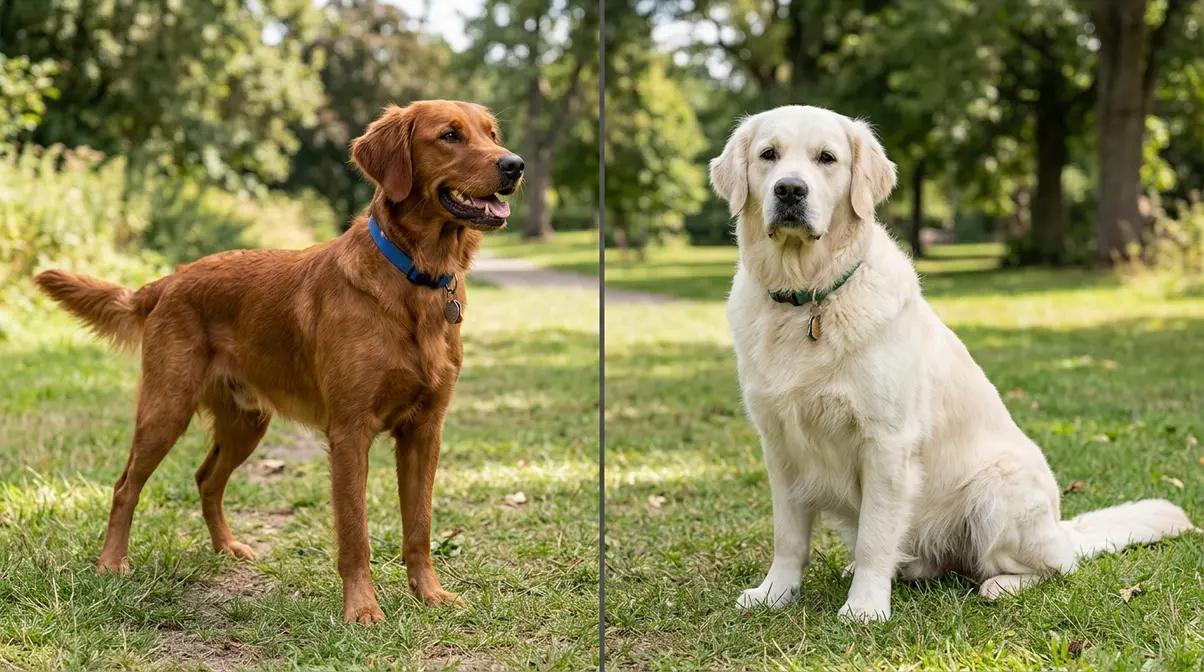 Comparison of field line and show line Golden Retriever physical traits