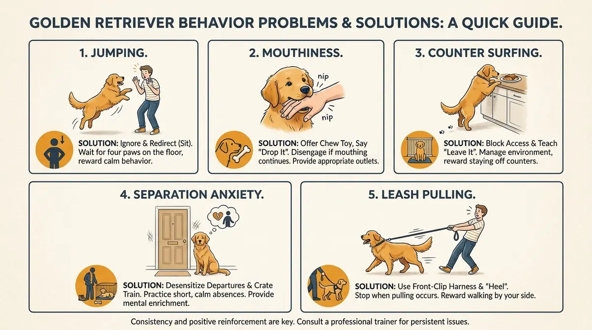 Golden Retriever common behavior problems illustrated guide with solutions