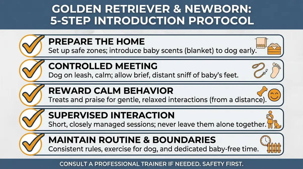step by step checklist for introducing a golden retriever to a newborn baby safely