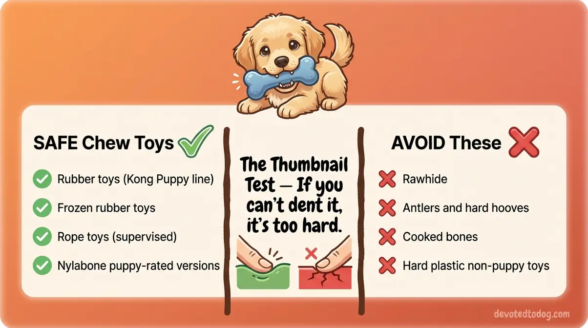 Checklist of safe and unsafe chew toys for teething Golden Retriever puppies