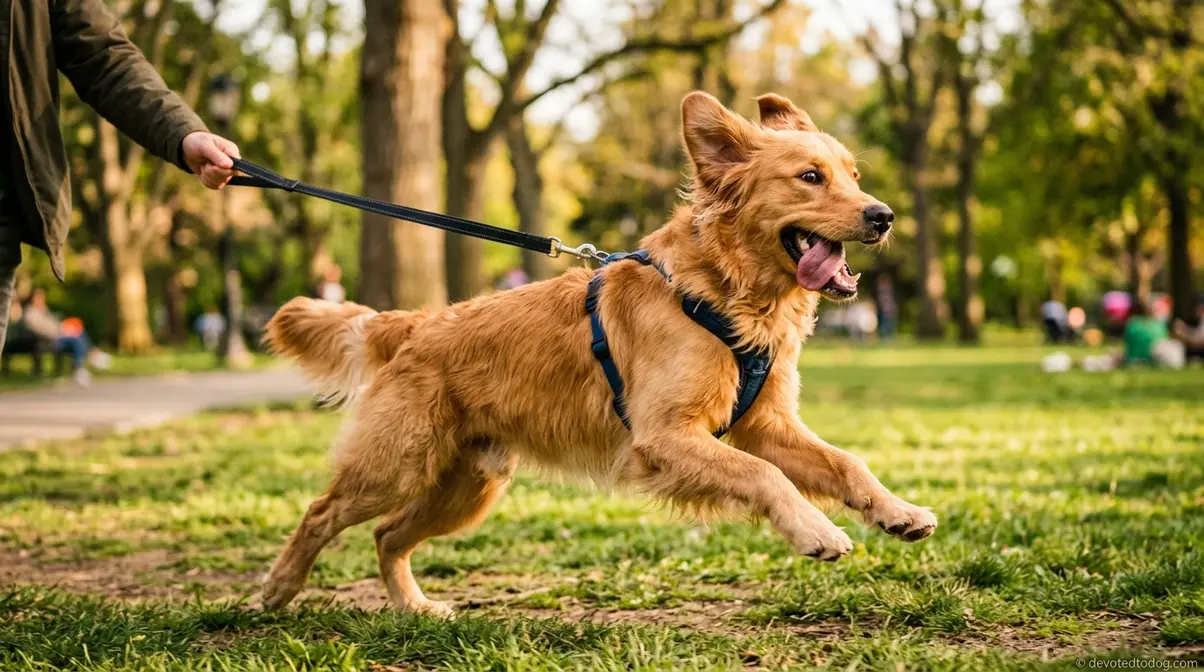 Male golden retriever adolescent running with distracted energy during the hardest age 8 to 18 months