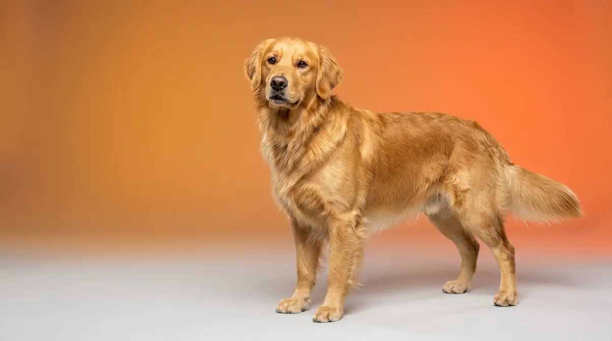 Adult Golden Retriever standing in profile showing the breed