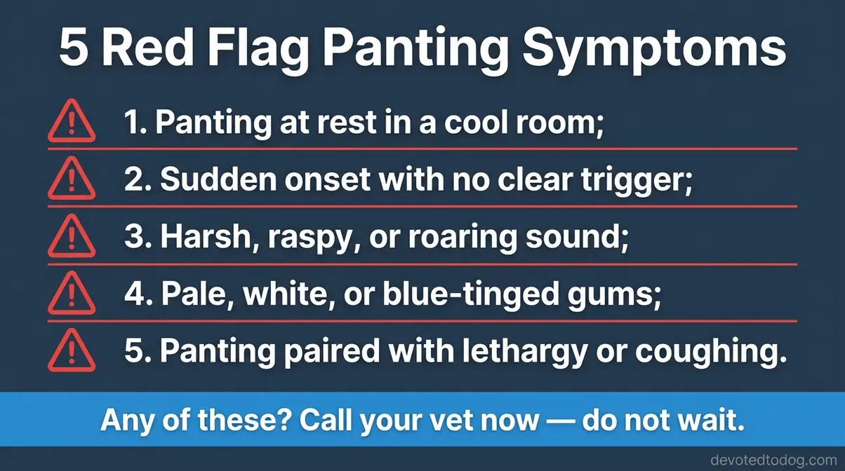 Checklist of five red flag panting symptoms in golden retrievers requiring immediate vet attention